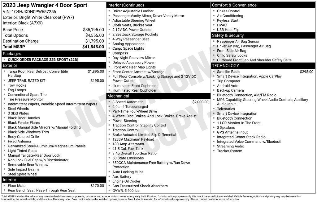 Used 2023 Jeep Wrangler Unlimited Sport AWD/4WD image 46