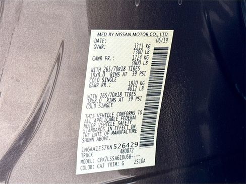 Used 2019 Nissan Titan SV w/ SV Convenience Package image 33