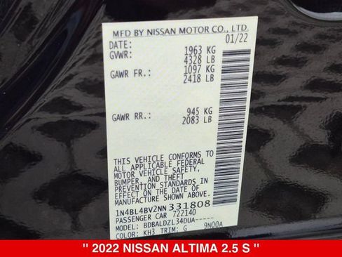 Certified 2022 Nissan Altima 2.5 S FWD image 37