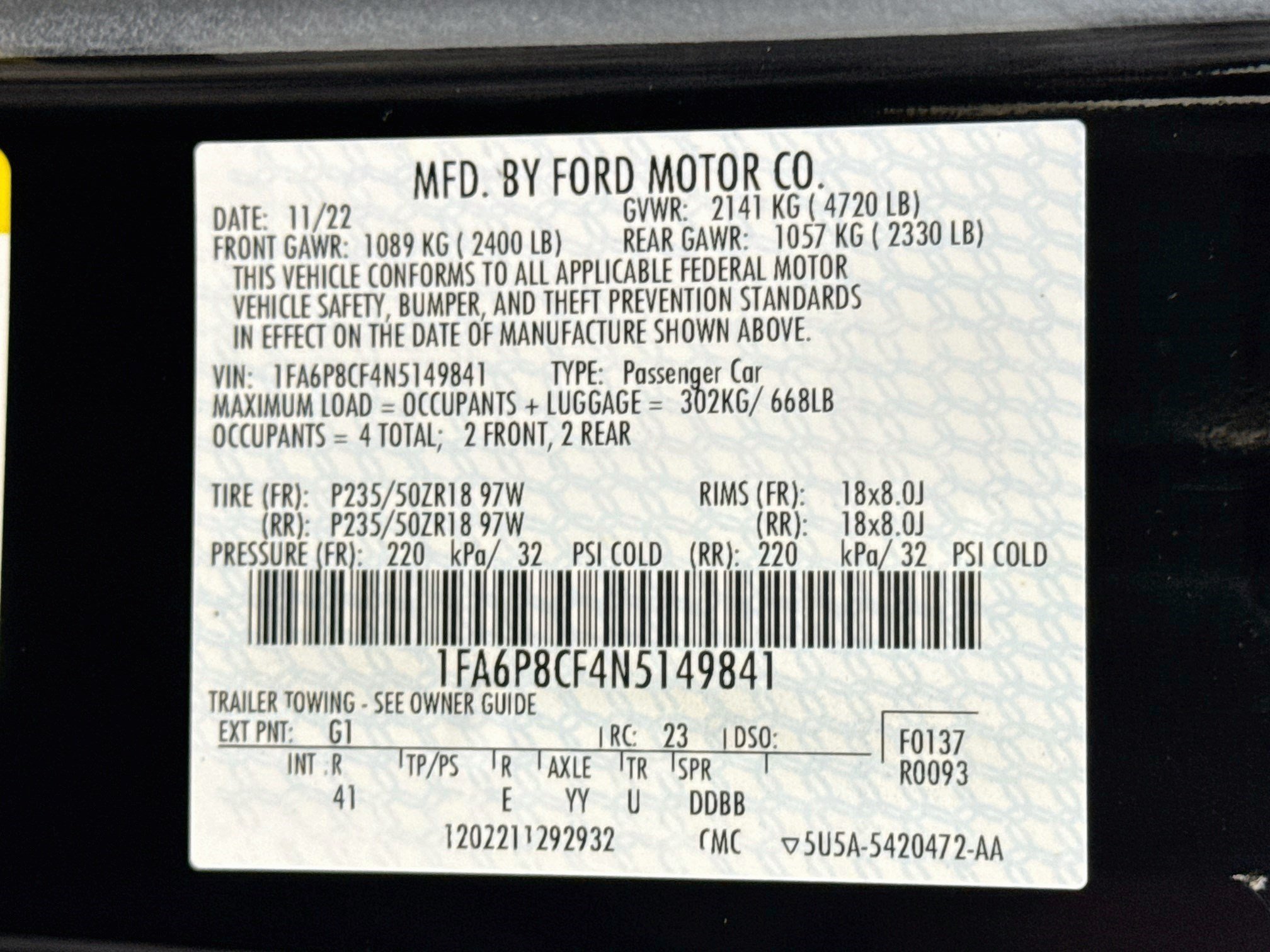 Used 2022 Ford Mustang GT Premium w/ Ford Safe & Smart Package RWD image 38