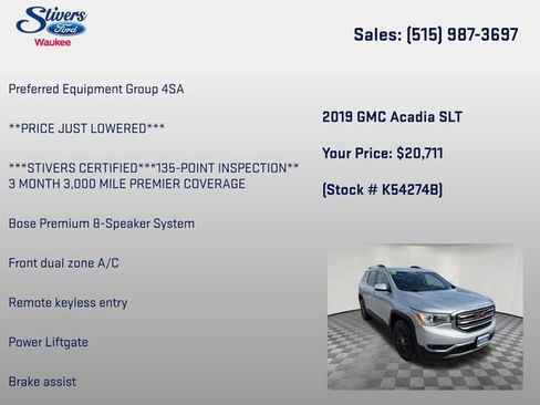 Used 2019 GMC Acadia SLT AWD/4WD image 8