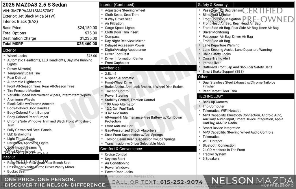 Certified 2025 MAZDA MAZDA3 s FWD image 2