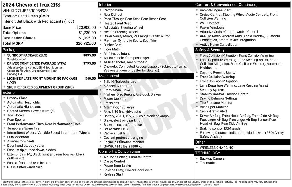 Used 2024 Chevrolet Trax RS w/ Sunroof Package FWD image 33
