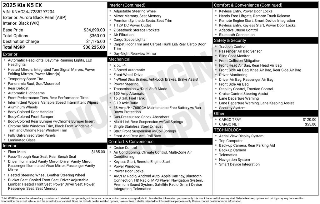 Certified 2025 Kia K5 EX FWD image 8