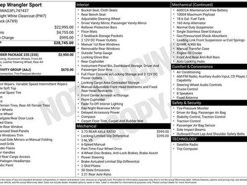 Used 2015 Jeep Wrangler Sport w/ Quick Order Package 23S image 32