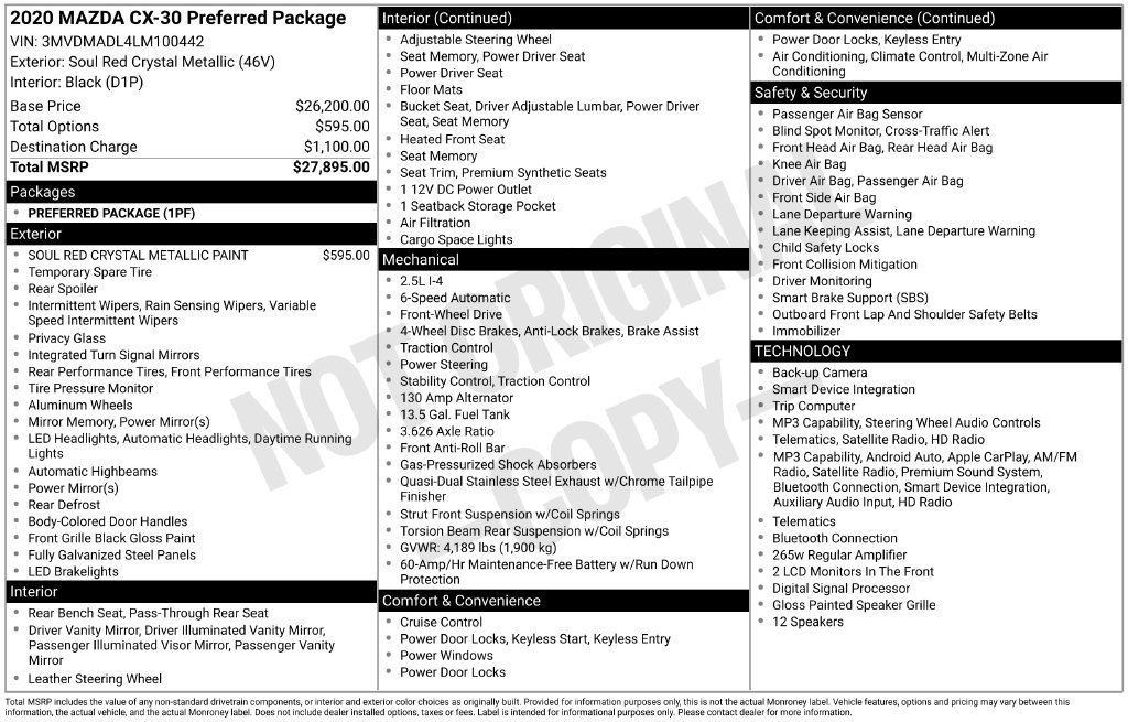 Used 2020 MAZDA CX-30 FWD w/ Preferred Package image 12