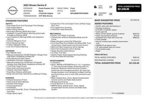 Used 2022 Nissan Sentra S FWD image 3