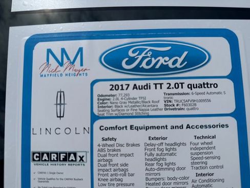 Used 2017 Audi TT 2.0T w/ Technology Package AWD/4WD image 31
