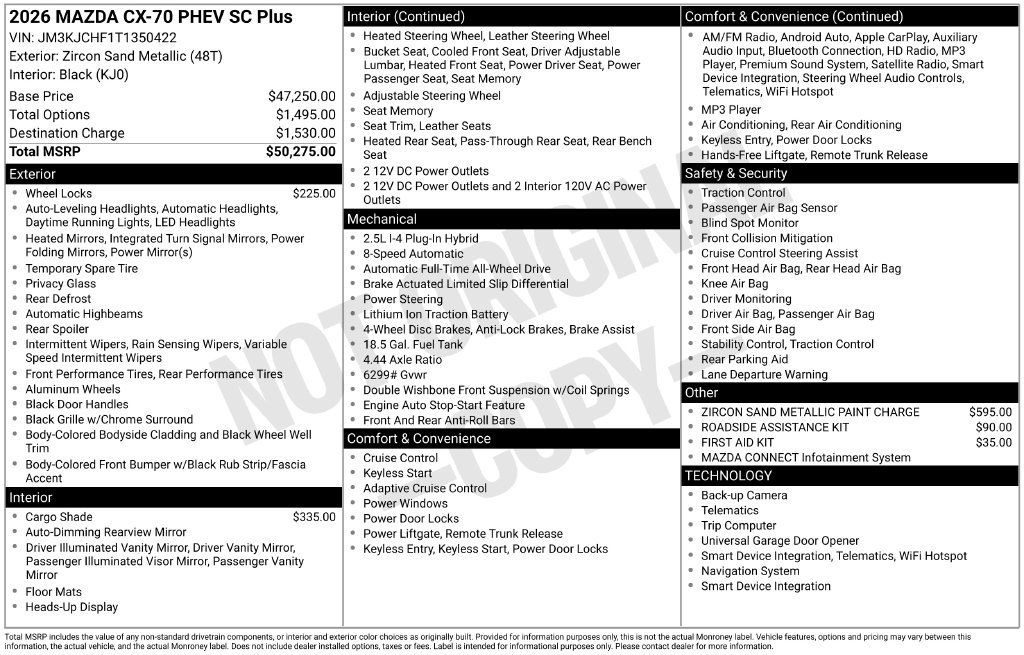 Certified 2026 MAZDA CX-70 SC Plus AWD/4WD image 35