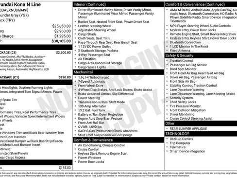 Used 2022 Hyundai Kona N Line w/ Tech Package image 32