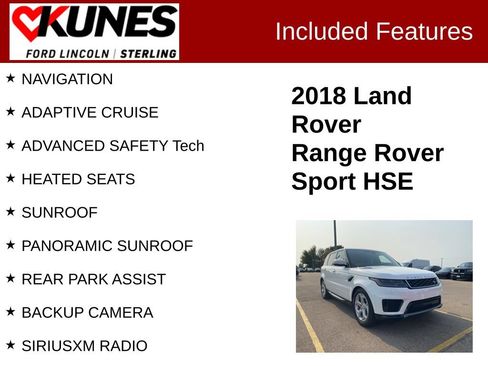 Used 2018 Land Rover Range Rover Sport HSE AWD/4WD image 2