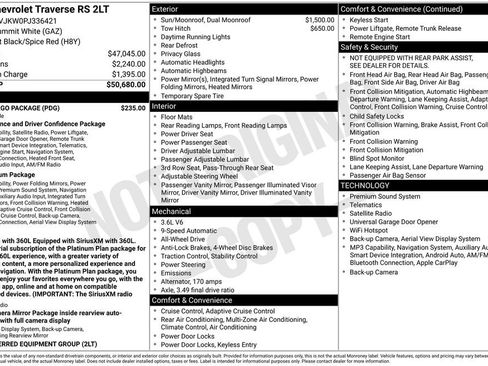 Used 2023 Chevrolet Traverse RS w/ LPO, Cargo Package AWD/4WD image 2