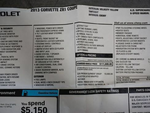Used 2013 Chevrolet Corvette ZR1 w/ 3ZR Preferred Equipment Group RWD image 89
