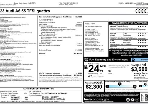 Used 2023 Audi A6 3.0T Premium w/ Convenience Package AWD/4WD image 2