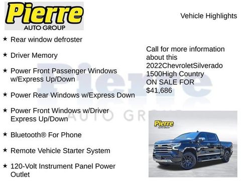 Used 2022 Chevrolet Silverado 1500 High Country w/ Technology Package AWD/4WD image 22