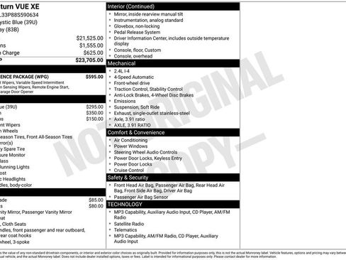 Used 2008 Saturn Vue XE w/ Convenience Package FWD image 22