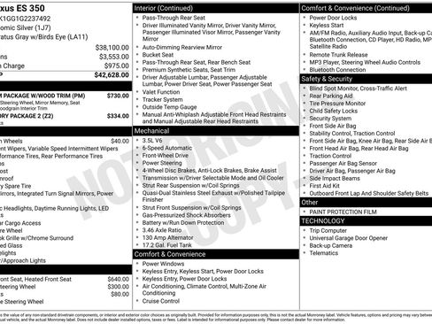 Used 2016 Lexus ES 350 w/ Premium Package w/Wood Trim image 4