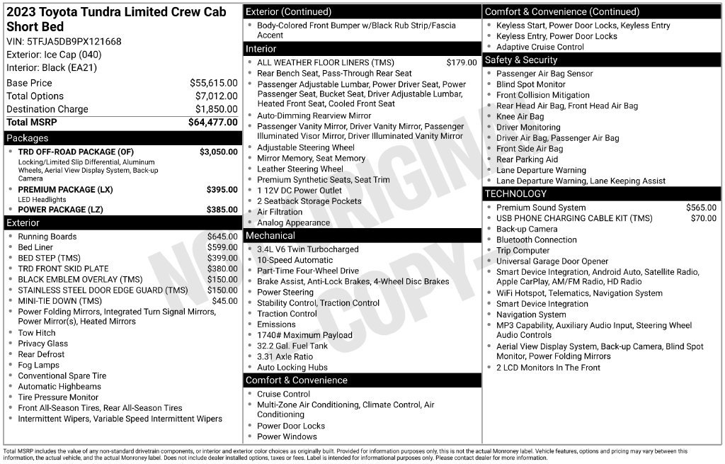 Used 2023 Toyota Tundra Limited w/ TRD Off-Road Package AWD/4WD image 2