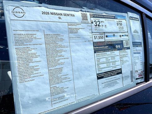 New 2026 Nissan Sentra SL w/ Floor Mat Package FWD image 15