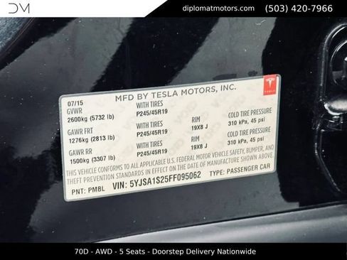 Used 2015 Tesla Model S 70D AWD/4WD image 46
