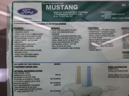 Used 2025 Ford Mustang GT Premium w/ 60th Anniversary Package RWD image 12