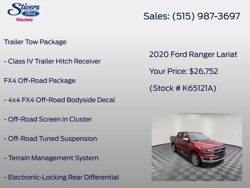 Used 2020 Ford Ranger Lariat w/ Equipment Group 501A Mid AWD/4WD image 8