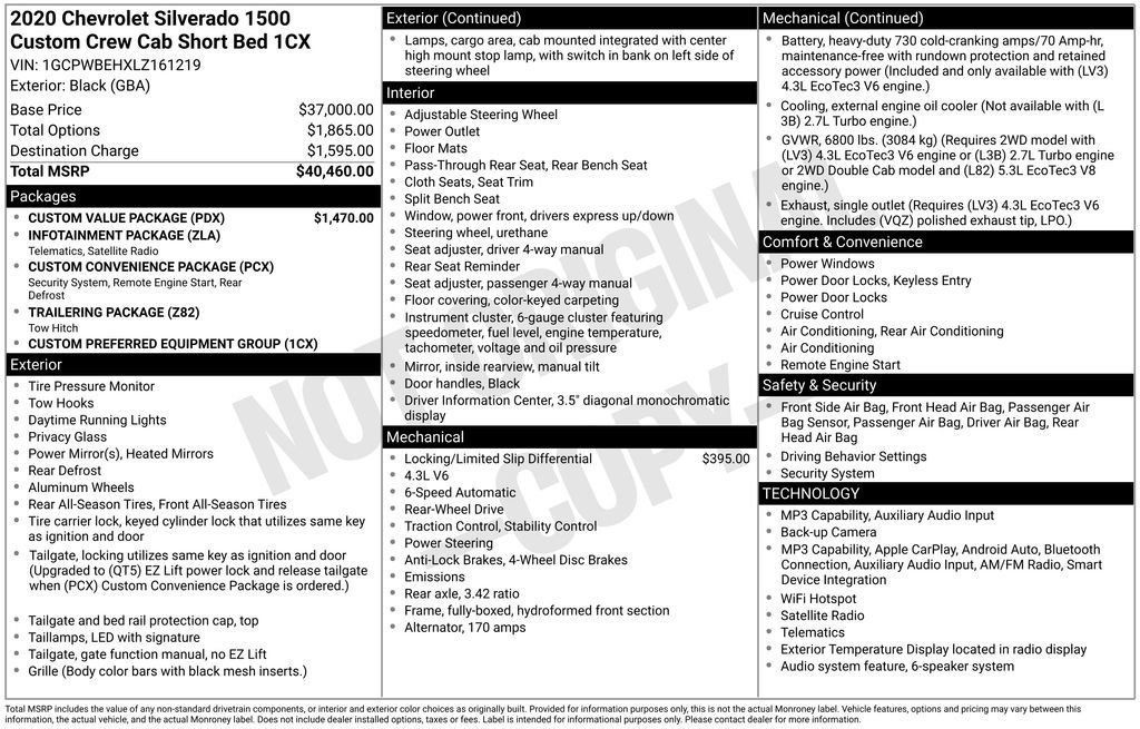 Used 2020 Chevrolet Silverado 1500 Custom w/ Custom Value Package RWD image 33