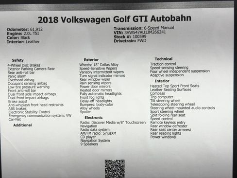 Used 2018 Volkswagen GTI 4-Door FWD image 49