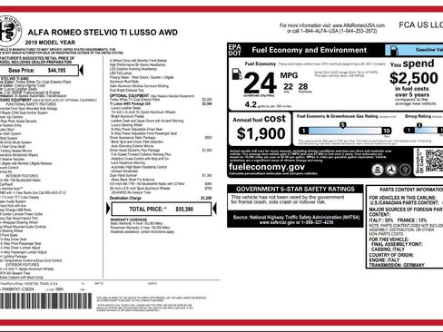 Used 2019 Alfa Romeo Stelvio Ti Lusso w/ Quick Order Package 22X Lusso image 10