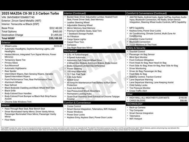 Certified 2025 MAZDA CX-30 Carbon AWD/4WD image 9