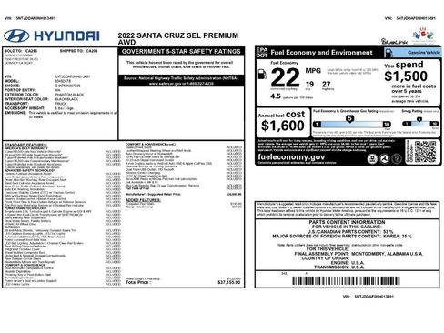 Used 2022 Hyundai Santa Cruz SEL Premium AWD/4WD image 2