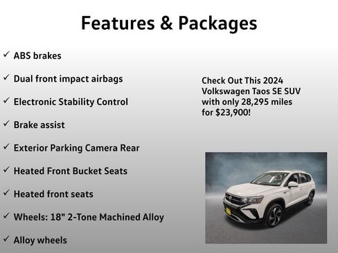 Used 2024 Volkswagen Taos SE w/ Panoramic Sunroof Package AWD/4WD image 13