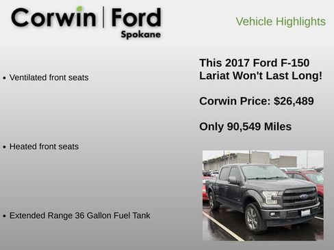 Used 2017 Ford F150 Lariat w/ Equipment Group 502A Luxury image 10