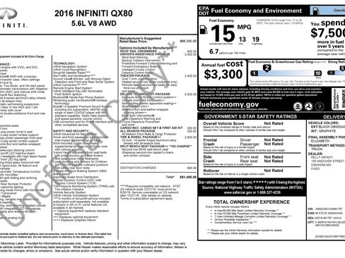 Used 2016 INFINITI QX80 4WD w/ Deluxe Technology Package image 5
