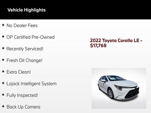 Used 2022 Toyota Corolla LE FWD image 3