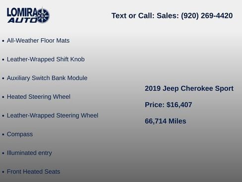 Used 2019 Jeep Cherokee Sport w/ Cold Weather Group AWD/4WD image 11