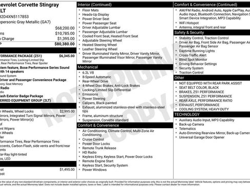 Used 2022 Chevrolet Corvette Stingray Preferred Cpe w/ Z51 Performance Package RWD image 3