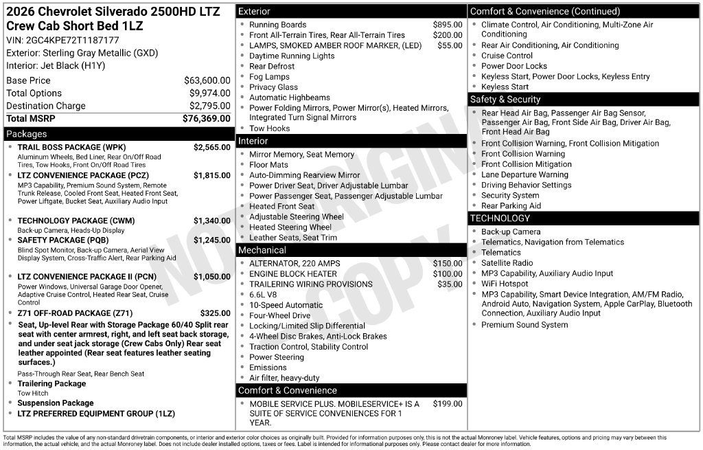 Used 2026 Chevrolet Silverado 2500 LTZ w/ Trail Boss Package AWD/4WD image 6