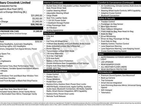 Used 2024 Subaru Crosstrek 2.5i Limited w/ Popular Package #3A AWD/4WD image 7