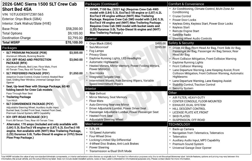 Certified 2026 GMC Sierra 1500 SLT w/ SLT Premium Package AWD/4WD image 1