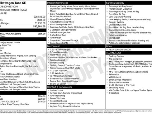 Certified 2023 Volkswagen Taos SE w/ Black Wheel Package FWD image 29