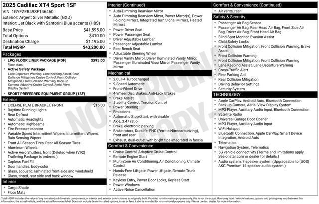 Certified 2025 Cadillac XT4 Sport w/ LPO, Floor Liner Package FWD image 35