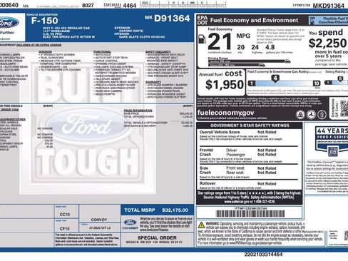 Certified 2021 Ford F150 XL w/ XL Power Equipment Group RWD image 5