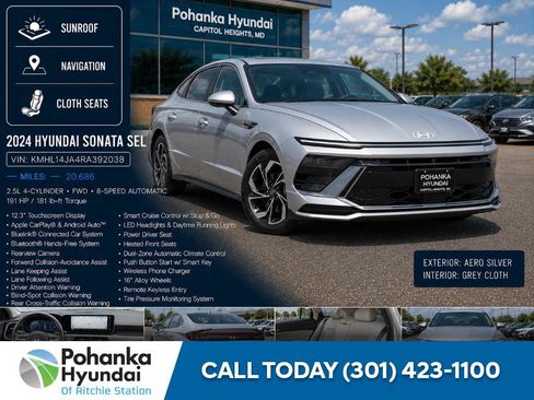 Certified 2024 Hyundai Sonata SEL w/ Convenience Package FWD image 1