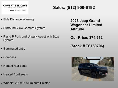 New 2026 Jeep Grand Wagoneer Limited w/ Convenience Group I AWD/4WD image 30