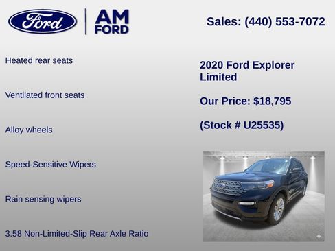Certified 2020 Ford Explorer Limited w/ Class III Trailer Tow Package AWD/4WD image 30