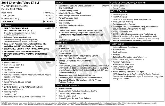 Used 2016 Chevrolet Tahoe LT AWD/4WD image 2