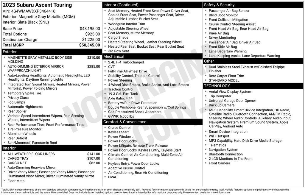 Certified 2023 Subaru Ascent Touring AWD/4WD image 8