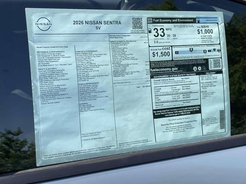 New 2026 Nissan Sentra SV w/ SV Convenience Package FWD image 2