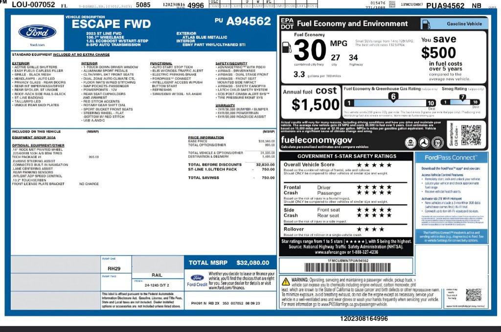 Used 2023 Ford Escape ST-Line w/ Tech Pack #1 FWD image 2